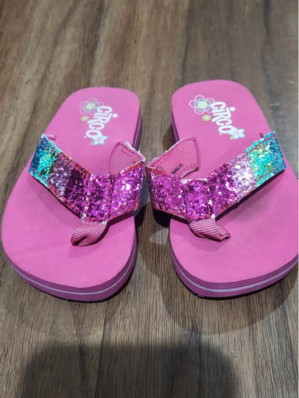 Circo Pink Sparkly Toddler Sandals Sz 6